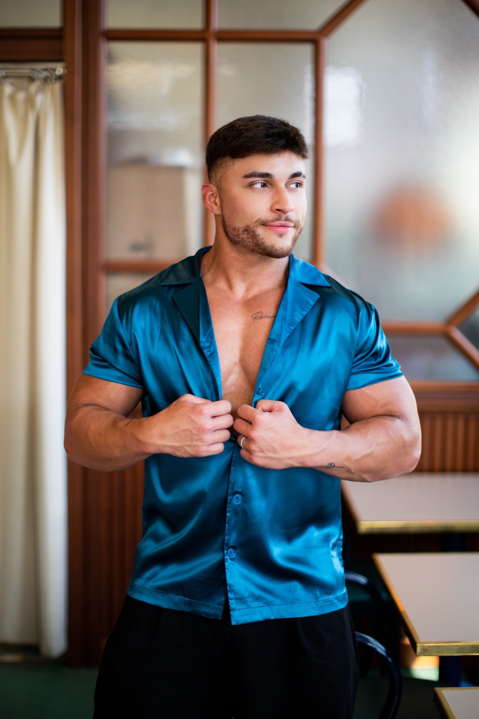 Teal Satin Shirt