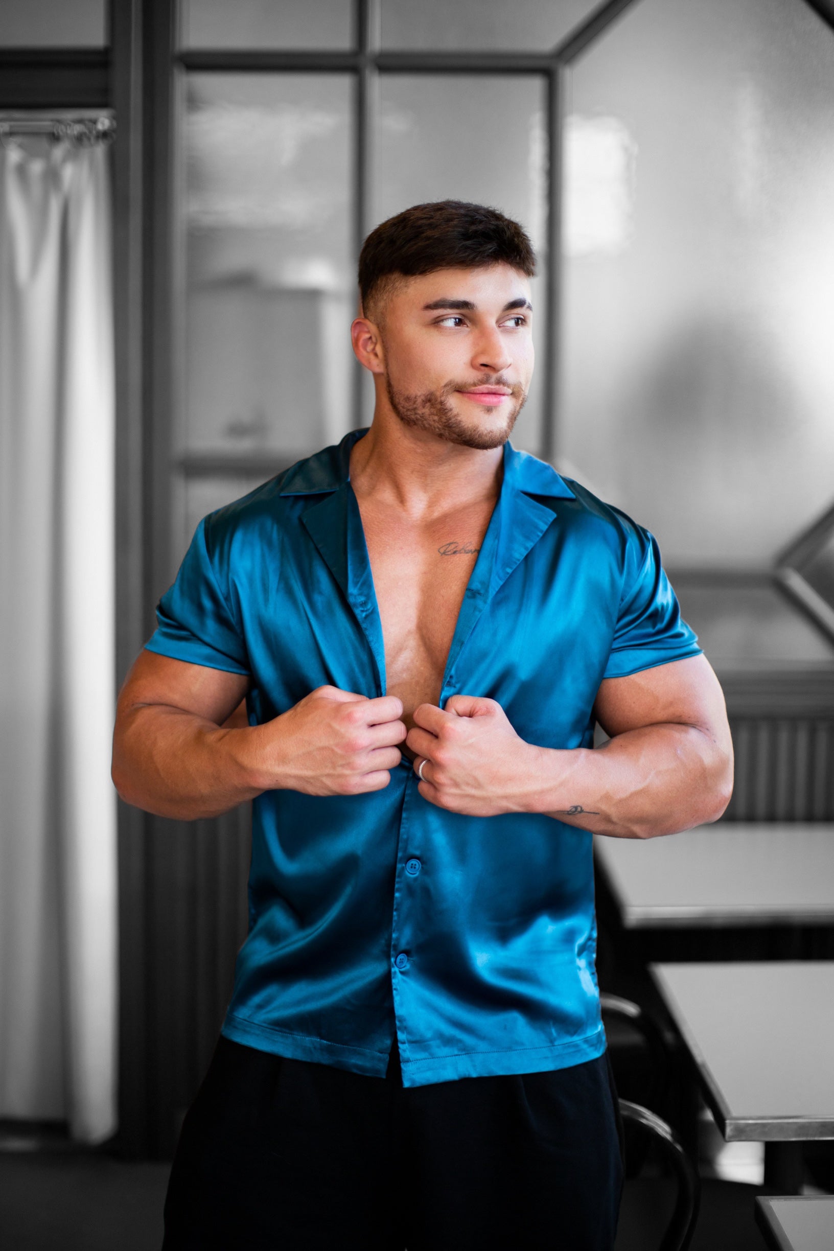 Teal Satin Shirt