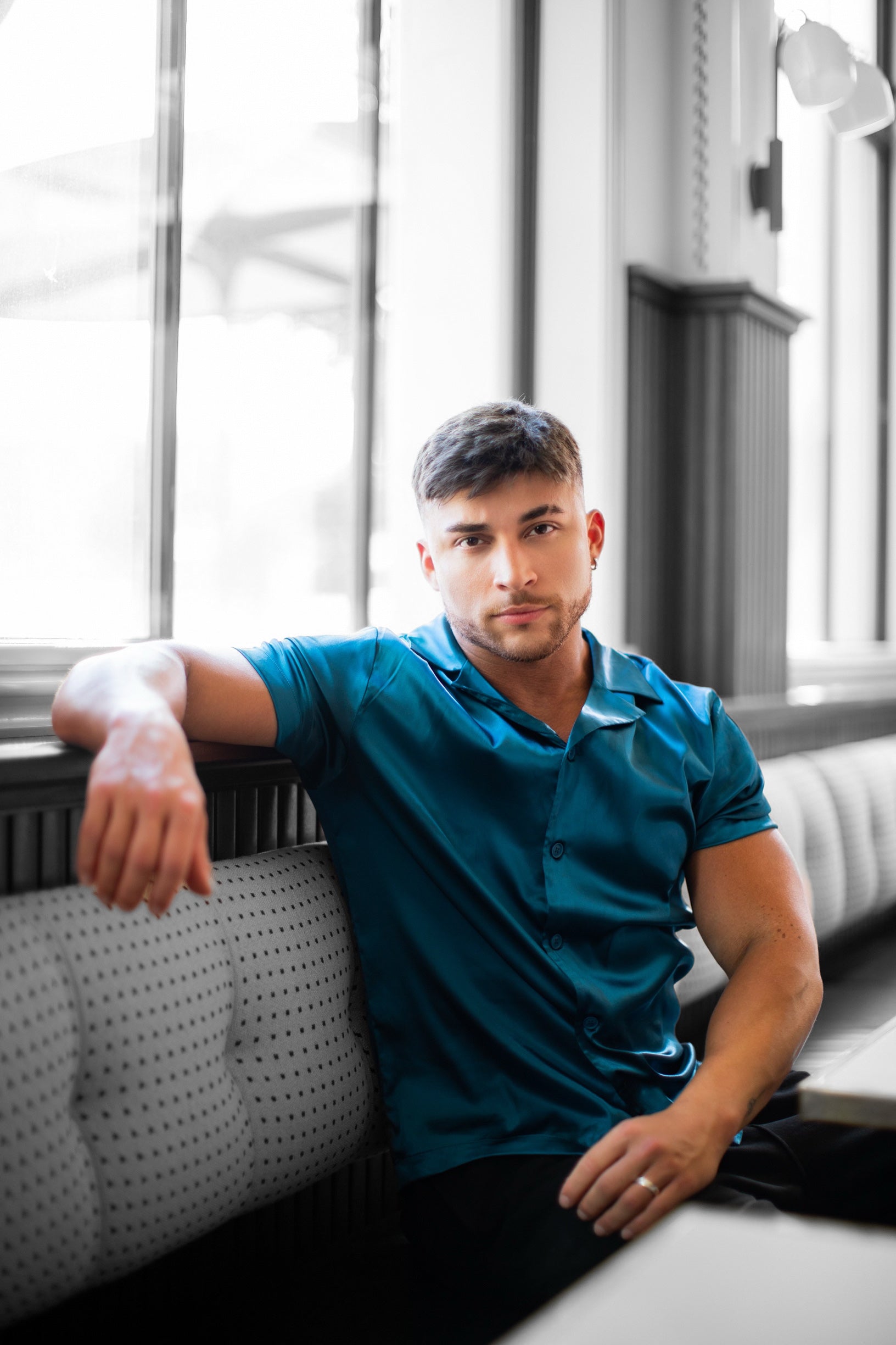 Teal Satin Shirt